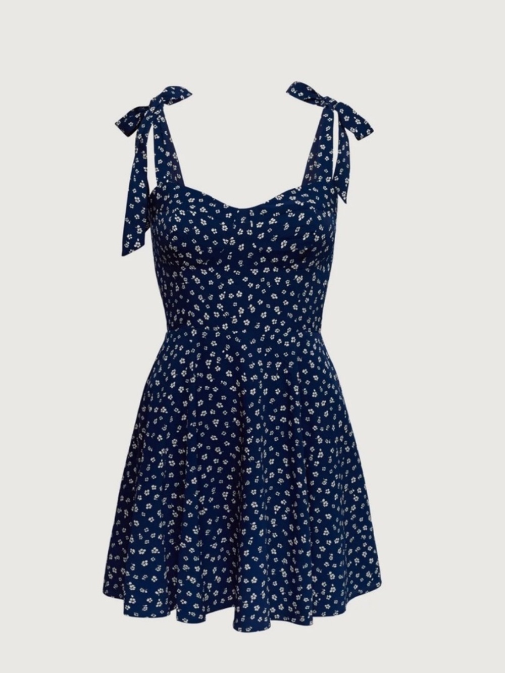 OAK + FORT Navy Blue Mini Dress with White Floral Print